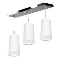 Lustre Pendente Cilindrico Triplo Base Retangular Branco