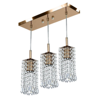 Lustre Pendente Clearcrillic Triplo Cristal Acrílico Cobre