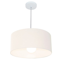 Pendente Cilíndrico 4052 Cúpula em Tecido 50x21cm Branco - Bivolt