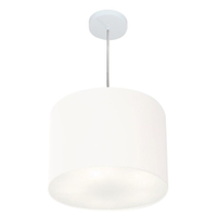 Pendente Cilíndrico Md-4212 Cúpula em Tecido 40x30cm Branco - Bivolt