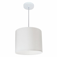 Pendente Cilíndrico Md-4143 Cúpula em Tecido 35x25cm Branco - Bivolt