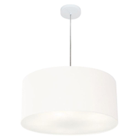 Pendente Cilíndrico Md-4100 Cúpula em Tecido 50x25cm Branco - Bivolt