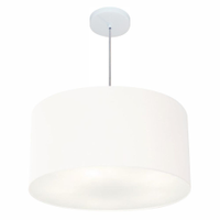 Pendente Cilíndrico Md-4080 Cúpula em Tecido 60x30cm Branco - Bivolt