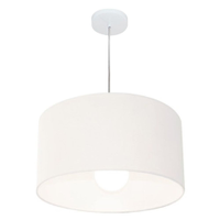 Pendente Cilíndrico Md-4205 Cúpula em Tecido 45x30cm Branco - Bivolt