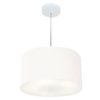 Pendente Cilíndrico Md-4019 Cúpula em Tecido 40x21cm Branco - Bivolt