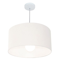 Pendente Cilíndrico Md-4169 Cúpula em Tecido 60x30cm Branco - Bivolt