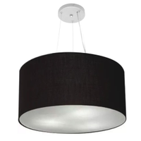 Pendente Cilíndrico Md-4192 Cúpula em Tecido 55x30cm Preto - Bivolt