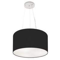 Pendente Cilíndrico Md-4182 Cúpula em Tecido 40x25cm Preto - Bivolt