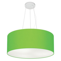 Pendente Cilíndrico Md-4047 Cúpula em Tecido 50x21cm Verde Limão - Bivolt