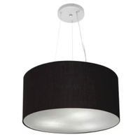 Pendente Cilíndrico Md-4186 Cúpula em Tecido 45x25cm Preto - Bivolt