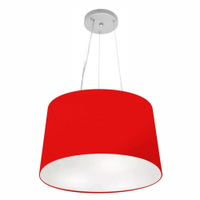 Pendente Cone Md-4153 Cúpula em Tecido 30-45x40cm Vermelho- Bivolt