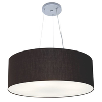 Pendente Cilíndrico Md-4070 Cúpula em Tecido 80x30cm Preto - Bivolt