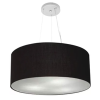 Pendente Cilíndrico Md-4188 Cúpula em Tecido 50x25cm Preto - Bivolt