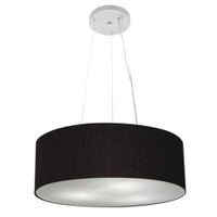 Pendente Cilíndrico Md-4184 Cúpula em Tecido 45x15cm Preto - Bivolt