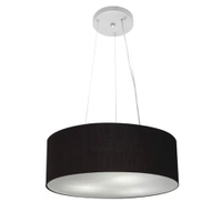 Pendente Cilíndrico Md-4181 Cúpula em Tecido 40x15cm Preto - Bivolt