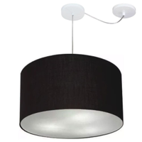 Pendente Cilíndrico Com Desvio Md-4168 Cúpula em Tecido 60x30cm Preto - Bivolt