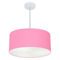 Pendente Cilíndrico Md-4100 Cúpula em Tecido 50x25cm Rosa Bebê - Bivolt