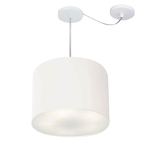 Pendente Cilíndrico Com Desvio Md-4258 Cúpula em Tecido 40x30cm Branco - Bivolt