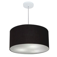 Pendente Cilíndrico Md-4243 Cúpula em Tecido 45x25cm Preto - Bivolt