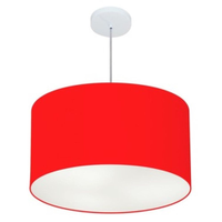 Pendente Cilíndrico Md-4101 Cúpula em Tecido 60x30cm Vermelho - Bivolt