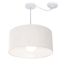 Pendente Cilíndrico Com Desvio Md-4233 Cúpula em Tecido 55x30cm Branco - Bivolt