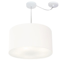 Pendente Cilíndrico Com Desvio Md-4168 Cúpula em Tecido 60x30cm Branco - Bivolt