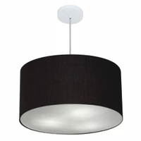 Pendente Cilíndrico Md-4101 Cúpula em Tecido 60x30cm Preto - Bivolt