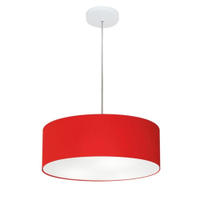 Pendente Cilíndrico Md-4132 Cúpula em Tecido 40x15cm Vermelho - Bivolt