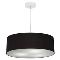 Pendente Cilíndrico Md-4218 Cúpula em Tecido 55x15cm Preto - Bivolt