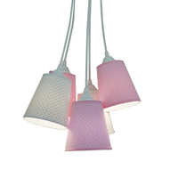 Lustre Pendente Candy Arabescos Rosa e Branco