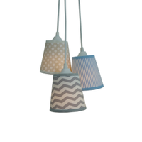 Lustre Pendente Bebê Chevron, Poás e Listras Cinza, Azul e Bege