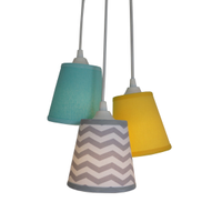 Lustre Pendente Bebê Cacho Mix Chevron Cinza, Amarelo e Verde