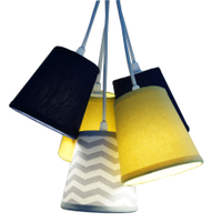 Lustre Pendente Bebê Chevron Cinza, Amarelo e Azul Marinho