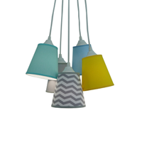 Lustre Pendente Cacho Chevron Cinza, Amarelo, Verde e Azul