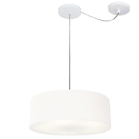 Pendente Cilíndrico Com Desvio Md-4255 Cúpula em Tecido 40x15cm Branco - Bivolt