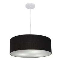 Pendente Cilíndrico Md-4254 Cúpula em Tecido 45x15cm Preto - Bivolt