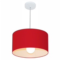 Pendente Cilíndrico Md-4031 Cúpula em Tecido 40x21cm Vermelho - Bivolt