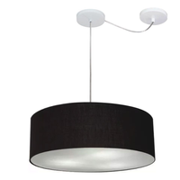 Pendente Cilíndrico Com Desvio Md-4222 Cúpula em Tecido 45x15cm Preto - Bivolt