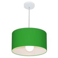 Pendente Cilíndrico Md-4031 Cúpula em Tecido 40x21cm Verde Folha - Bivolt