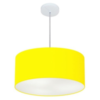 Pendente Cilíndrico Md-4049 Cúpula em Tecido 50x21cm Amarelo - Bivolt