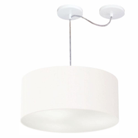 Pendente Cilíndrico Com Desvio Md-4151 Cúpula em Tecido 50x25cm Branco - Bivolt