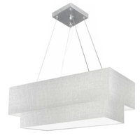 Pendente Duplo Retangular Vivare Md-4321 Cúpula em Tecido 80x40cm x 70x30cm Cinza - Bivolt