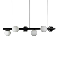 Lustre Pendente Figo com 6 Globos Esfera de Vidro - Preto