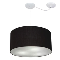 Pendente Cilíndrico Com Desvio Md-4238 Cúpula em Tecido 45x25cm Preto - Bivolt