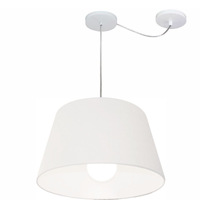 Pendente Cone Com Desvio Md-4273 Cúpula Tecido 21/30x40cm Branco - Bivolt