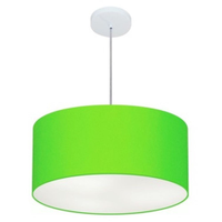 Pendente Cilíndrico Md-4049 Cúpula em Tecido 50x21cm Verde Limão - Bivolt