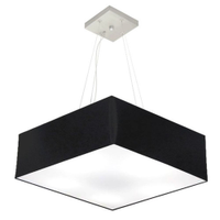 Pendente Quadrado Md-4137 Cúpula em Tecido 15-70x70cm Preto - Bivolt