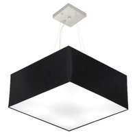 Pendente Quadrado Md-4199 Cúpula em Tecido 30-60x60cm Preto - Bivolt