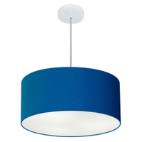 Pendente Cilíndrico Md-4100 Cúpula em Tecido 50x25cm Azul Marinho - Bivolt