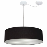 Pendente Cilíndrico Com Desvio Md-4265 Cúpula em Tecido 60x15cm Preto - Bivolt